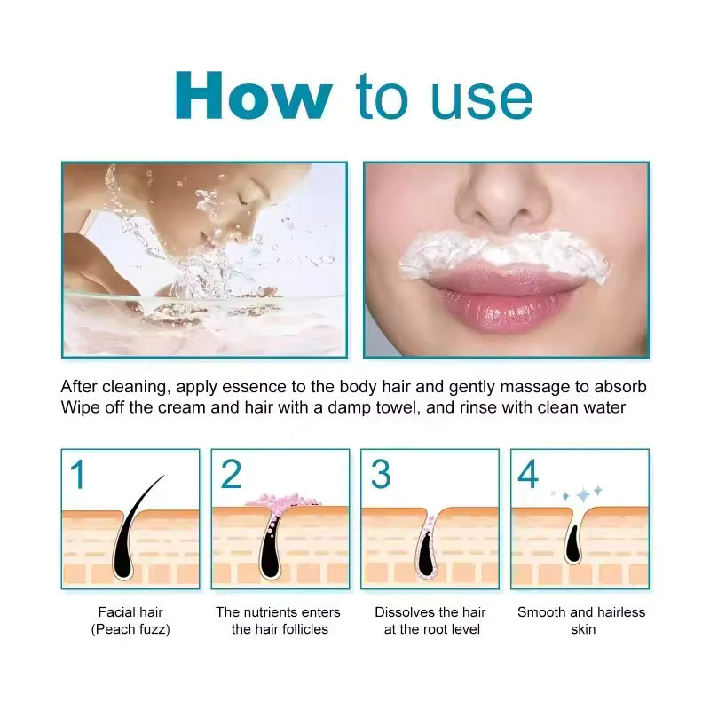 Painless Facial Hair Removal Cream- Instant Glow, Zero Ouch!